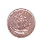 Moneda Marea Britanie 1/2 penny 1960, stare buna, curata, Europa, Bronz