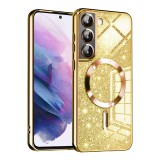 Husa premium Samsung Galaxy S21 5G Asteroid GSM Luxury Glitter MagSafe, auriu
