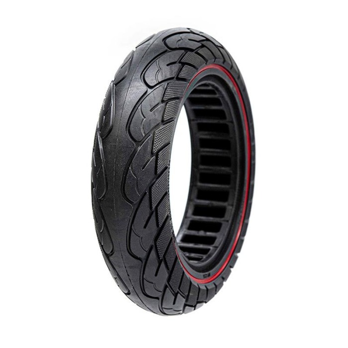 Cauciuc solid 10x2.5-6.1/B44, pentru trotineta electrică, negru cu linie roșie | Motorevolution