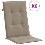 Cumpara ieftin Perne scaun spatar inalt 6 buc., gri taupe, 120x50x3 cm, textil