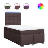 Cumpara ieftin Pat box spring cu saltea, maro inchis, 120x200 cm, textil