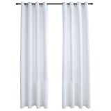 Cumpara ieftin Draperii opace cu inele metalice 2 buc. alb-ivoriu 140x225 cm