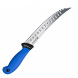 Cumpara ieftin Cutit macelar albastru 38 cm, lama 24 cm curbata cu alveole, 147 g, otel inoxidabil, maner ergonomic, pentru fasonare si portionare carne