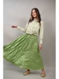 Cumpara ieftin Camasa Crop Dungi Verde Alb, Talie Unica XS-M, Bumbac Poliester Elastan, Top Dama Trendy Casual Chic