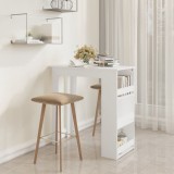 Masă Bar vidaXL Albă cu Raft Depozitare, 102x50x103.5 cm, PAL, Bistro Modernă