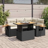 Cumpara ieftin Set mobilier de grădină cu perne, 5 piese,poliratan/lemn acacia
