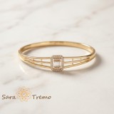 Cumpara ieftin Bratara Regal Essence , Bratara fixa placata cu aur 14K cu zirconia albe