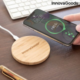 Incarcator wireless din bambus pentru telefon InnovaGoods, &Oslash;9.2 cm
