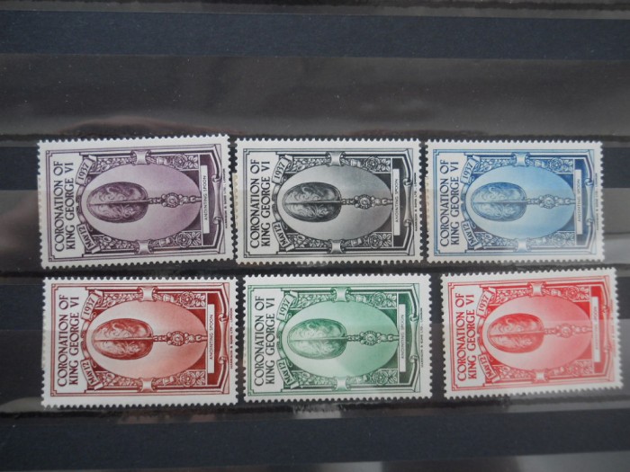 1937 SERIE MAREA BRITANIE INCORONARE GEORGE VI,VIGNETE (O VALOARE CU INDOIRE)