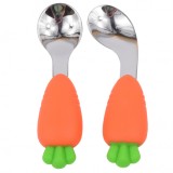 Set tacamuri cu doua lingurite cu maner ergonomic pentru antrenament, diversificare si intarcare bebelusi din prima etapa pentru autodiverisificare, 4