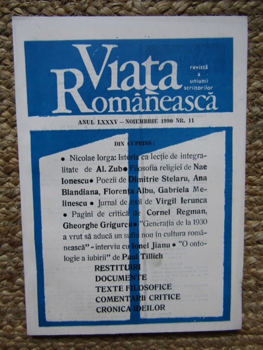 REVISTA VIATA ROMANEASCA NOIEMBRIE 1990 Nr. 11