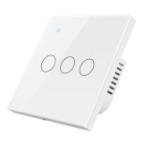 Intrerupator smart, tuya smart life, Home Light Switch, control vocal APP, wi-fi 2, 4GHz+bluetooth,3 butoane, N+L, compatibil Alexa si Google assistan