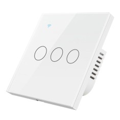 Intrerupator smart, tuya smart life, Home Light Switch, control vocal APP, wi-fi 2, 4GHz+bluetooth,3 butoane, N+L, compatibil Alexa si Google assistan