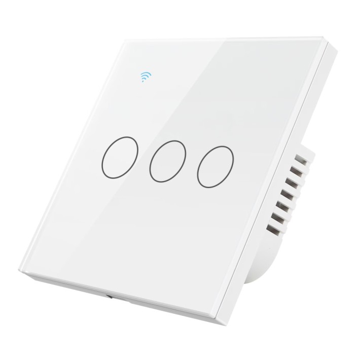 Intrerupator smart, tuya smart life, Home Light Switch, control vocal APP, wi-fi 2, 4GHz+bluetooth,3 butoane, N+L, compatibil Alexa si Google assistan