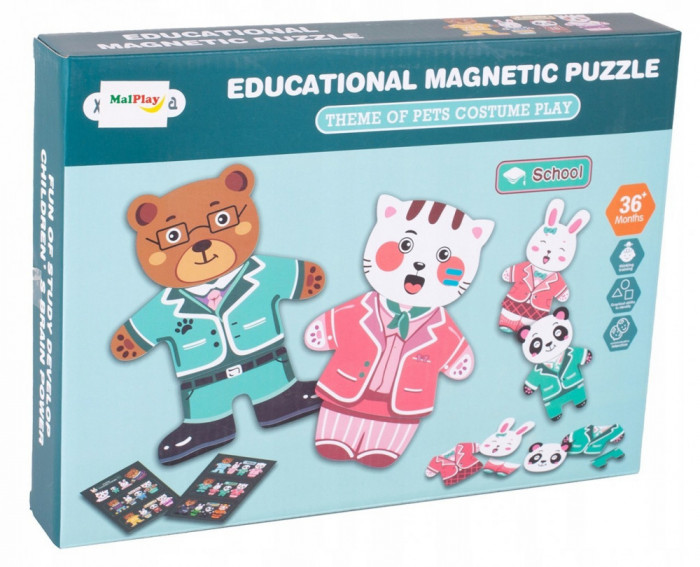 Puzzle educativ magnetic Malplay, 49 piese