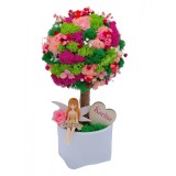 Copacel Decorativ cu Licheni Premium si Flori Criogenate, Figurina, Trunchi Printat 3D, In Ghiveci ceramic