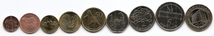 Mozambic Set 9 - 1, 5, 10, 20, 50 Cents, 1, 2, 5, 10 Meticais 2006, V20, UNC !!!