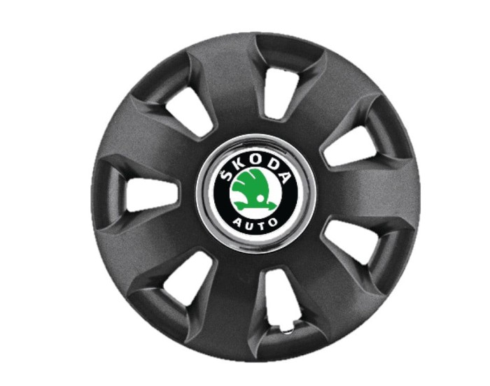 Set 4 Capace Roti pentru Skoda, model Ares Black, R14
