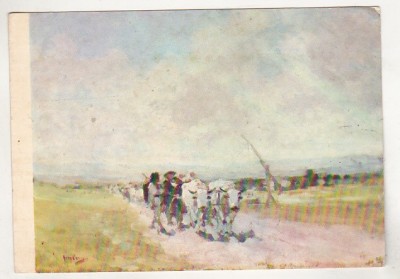 bnk cp Craiova - Muzeul de arta - N Grigorescu - Car cu boi pe drum - necirculata foto