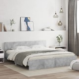 vidaXL Cadru de pat cu tăblie și LED, gri beton, 180x200 cm 3207591