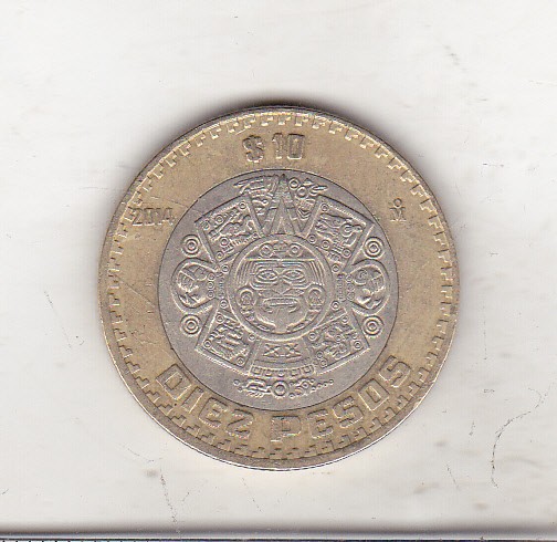 bnk mnd Mexic 10 pesos 2014 bimetal
