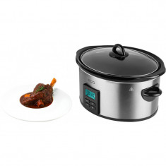 Oala electrica Slow cooker ECG PH 5510 Rider, 5.5 litri, 240 W, vas ceramic, timer, afisaj LED