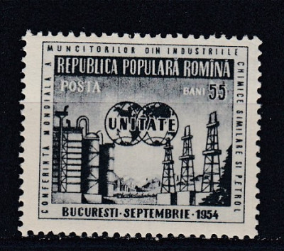 ROMANIA 1954 LP 373 CONFERINTA INTERNATIONALA INDUTRIA CHIMICA SI PETROL MNH foto