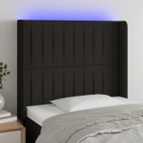 Cumpara ieftin Tăblie de pat cu LED, negru, 83x16x118/128 cm, textil