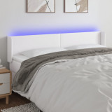 Tablie de pat cu LED, alb, 183x16x78/88 cm, piele ecologica GartenMobel Dekor, vidaXL