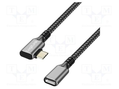 Cablu LOGILINK USB 3.2 Gen 2 USB-C unghi 0.5m aurit negru foto