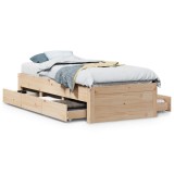 Cumpara ieftin Cadru pat fara saltea/cu sertare, 75x190 cm, lemn masiv de pin
