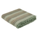 Cuvertură decorativă din bumbac cu dungi și ciucuri, 160x130 cm, Verde Menta, CMCLASS