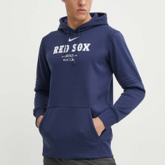 Nike bluza Boston Red Sox barbati, culoarea albastru marin, cu glugă, cu imprimeu