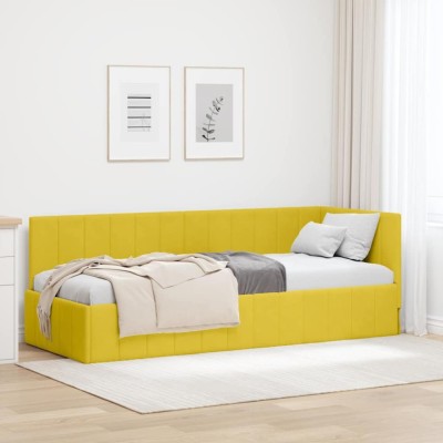 vidaXL Cadru de pat colțar cu headboard Galben 80 x 200 cm Catifea 42016293 foto