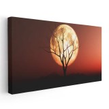 Tablou peisaj nocturn cu copac si luna Tablou canvas pe panza CU RAMA 60x120 cm