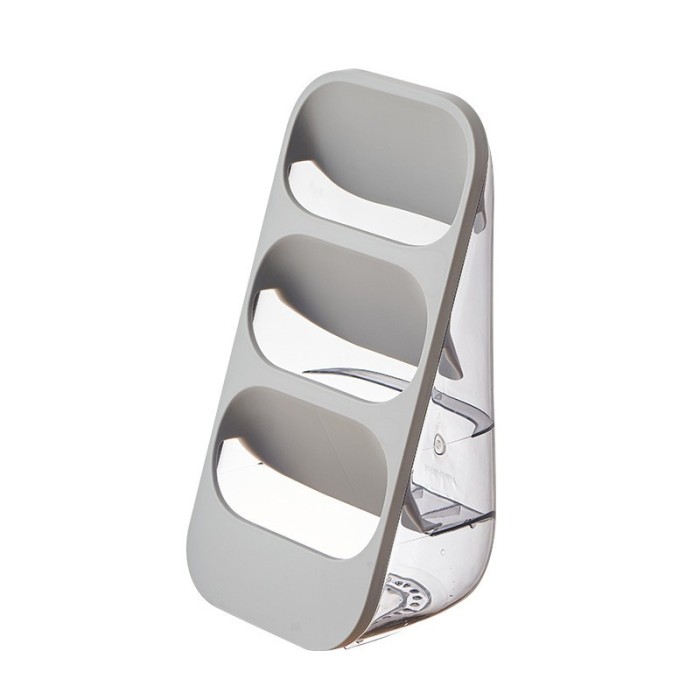 Suport - Organizator pentru Tacamuri, Cyrax, 3 Compartimente, Suport pentru Cosmetica, Ustensile, Material PP Durabil, 33 x 16 x 15 cm Gri