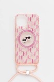 Karl Lagerfeld husă pentru telefon iPhone 15 / 14 / 13 6.1&quot; culoarea roz, KLHMP15SHCKCKLCP