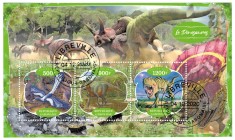 GABON 2020 - Fauna, Dinozauri / set complet colita + bloc foto