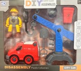 Set Interactiv de Constructie cu Masina de Pompieri si Macara &ndash; Asambleaza, Dezasambleaza si Salveaza, Unisex, Oem
