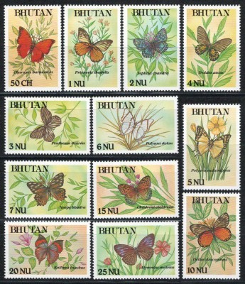 Bhutan 1990 Mi 1242/53 MNH - Fluturi foto