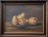 Sophie Vukovikh-Farfurie cu pere, pictură pe carton, Natura statica, Ulei, Realism