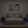 Gossi noptiere cu lumini led, 2 buc., negru, lemn prelucrat