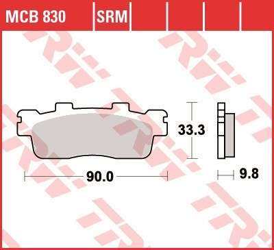 Set placute frana spate TRW MCB830SRM - Kawasaki J 125 - 300 - Kymco Downtown - Super Dink 125-200-300cc foto