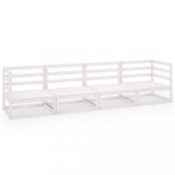 Set mobilier de gradina cu 4 locuri, alb, lemn masiv de pin