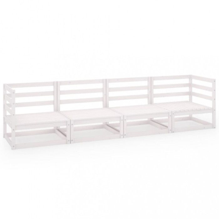 Set mobilier de gradina cu 4 locuri, alb, lemn masiv de pin