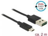 Cablu EASY-USB 2.0 tip A la EASY-USB 2.0 tip Micro-B T-T Negru 2m, Delock 83850