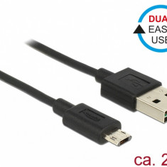 Cablu EASY-USB 2.0 tip A la EASY-USB 2.0 tip Micro-B T-T Negru 2m, Delock 83850
