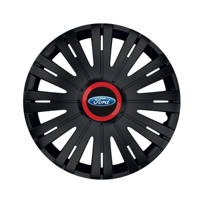 Set 4 capace roti Negre Cu Inel Rosu Active R15 pentru gama auto Ford