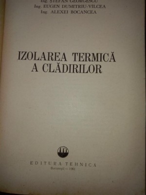 Izolarea termica a cladirilor St. Georgescu E. Dumitrescu-Vilcea Al. Bocancea foto