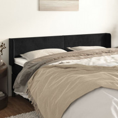 vidaXL Tăblie de pat cu aripioare negru 163x16x78/88 cm catifea